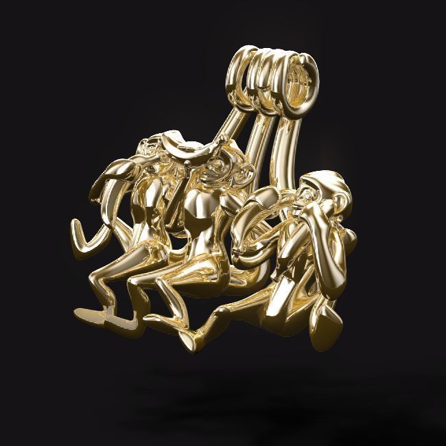 Three wise monkeys  3D print model_3