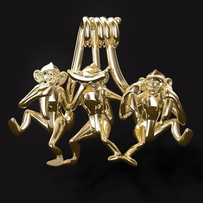 Three wise monkeys  3D print model_2