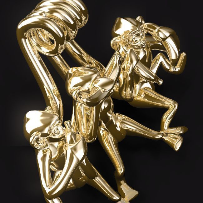 Three wise monkeys  3D print model_8