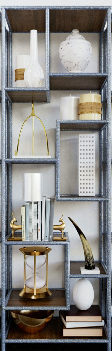 Set - 33 bookcases for living room 3D model_3