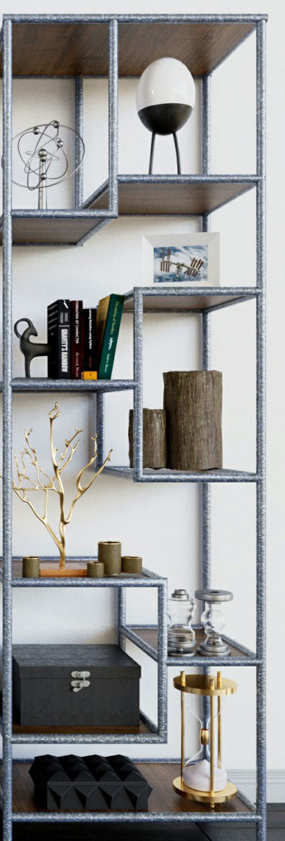 Set - 33 bookcases for living room 3D model_4