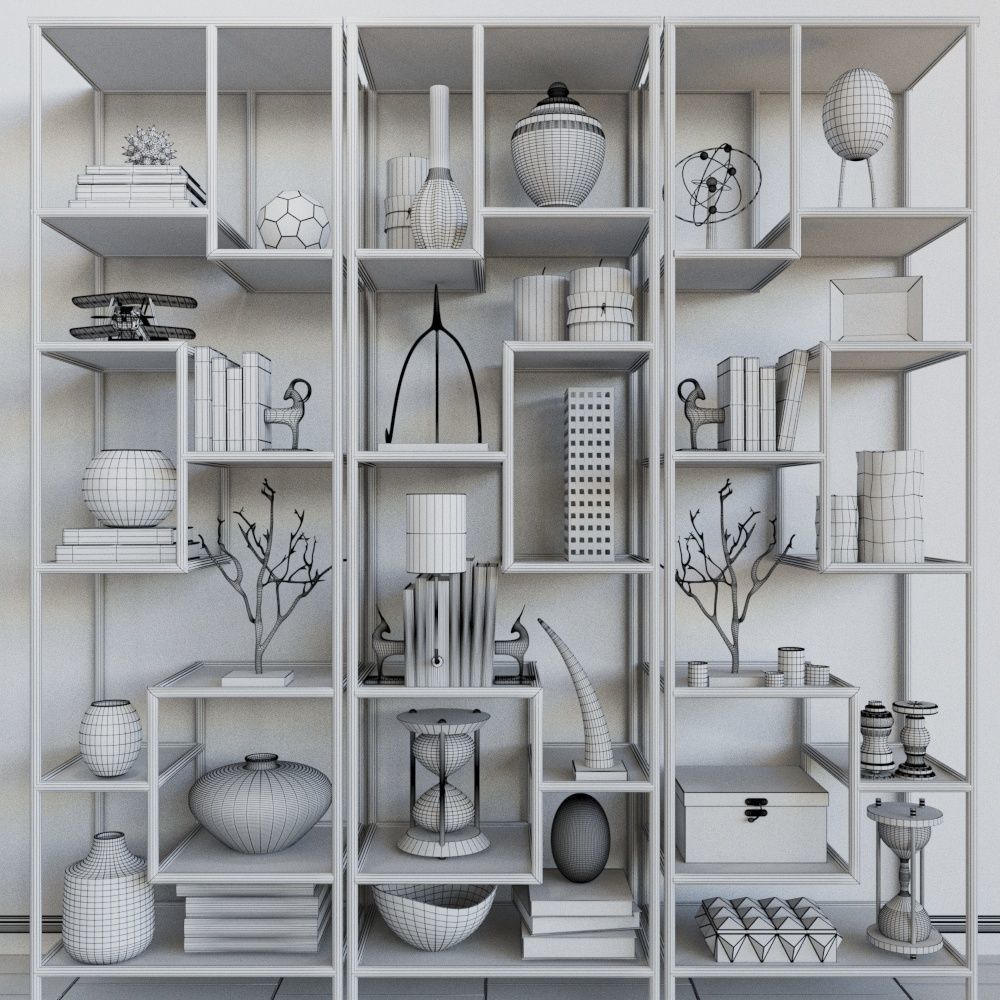 Set - 33 bookcases for living room 3D model_1