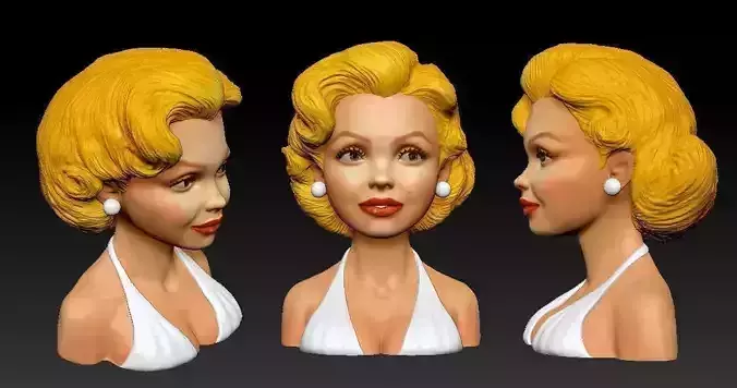 MONROE bust of woman with blonde hair 3D print model
