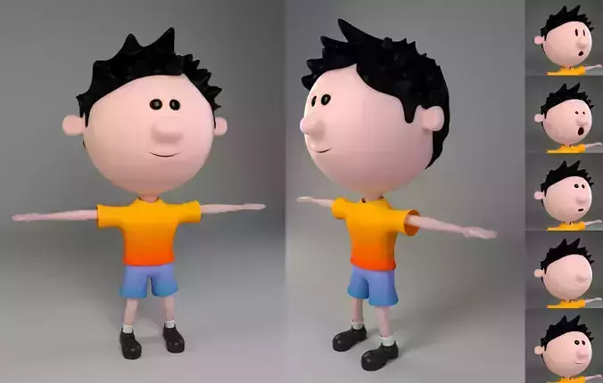 Rigged Cartoon Boy Character