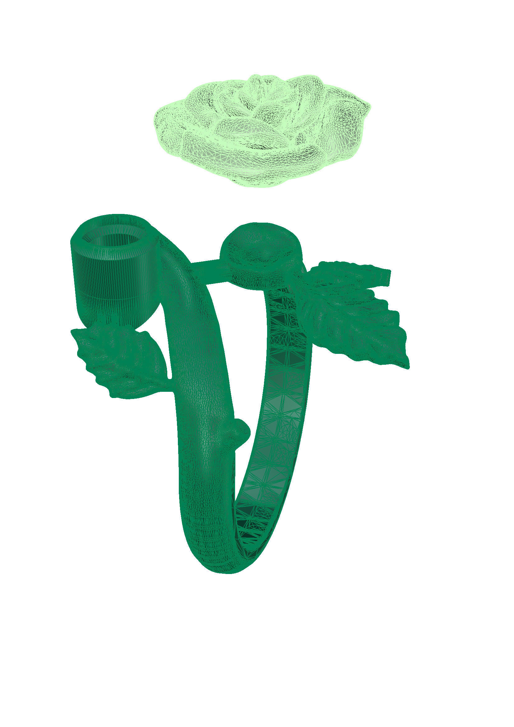 Golden ring in the form of a rose flower 3D print model_5