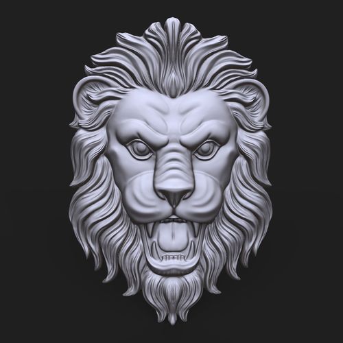 Lion face bas relief 3D print model