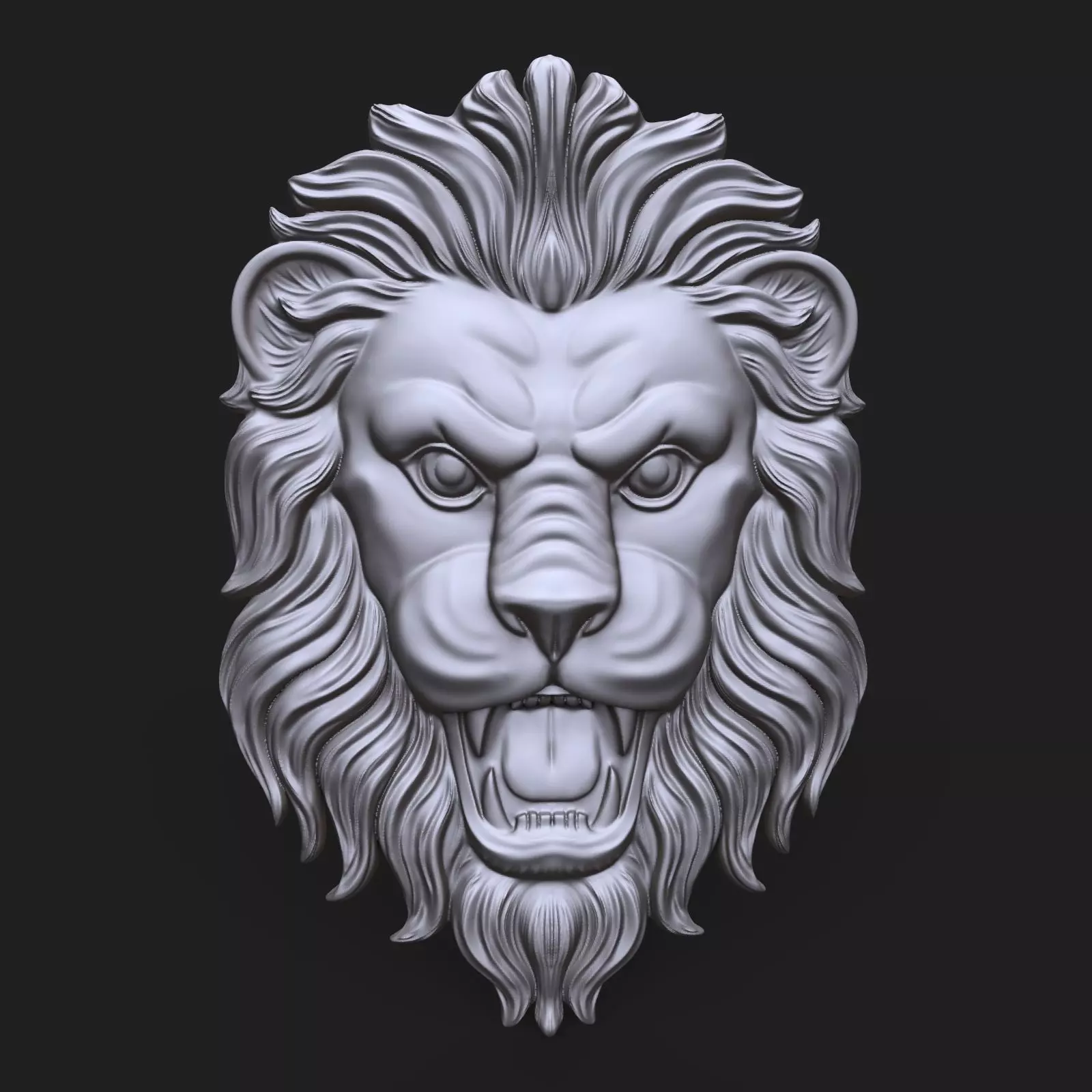 Lion face bas relief 3D print model_0
