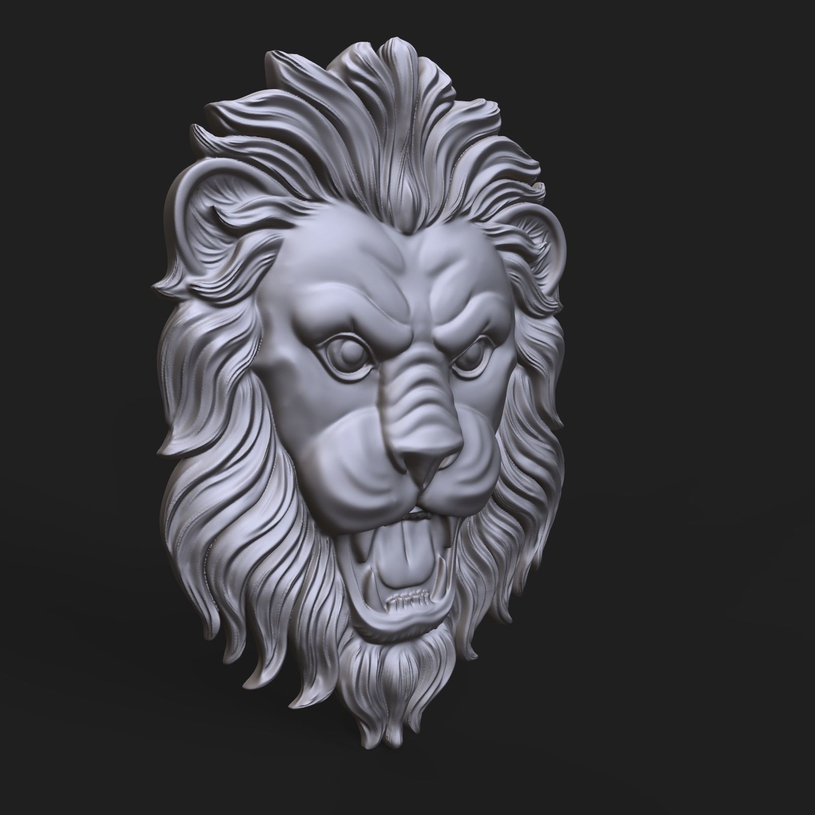 Lion face bas relief 3D print model_1