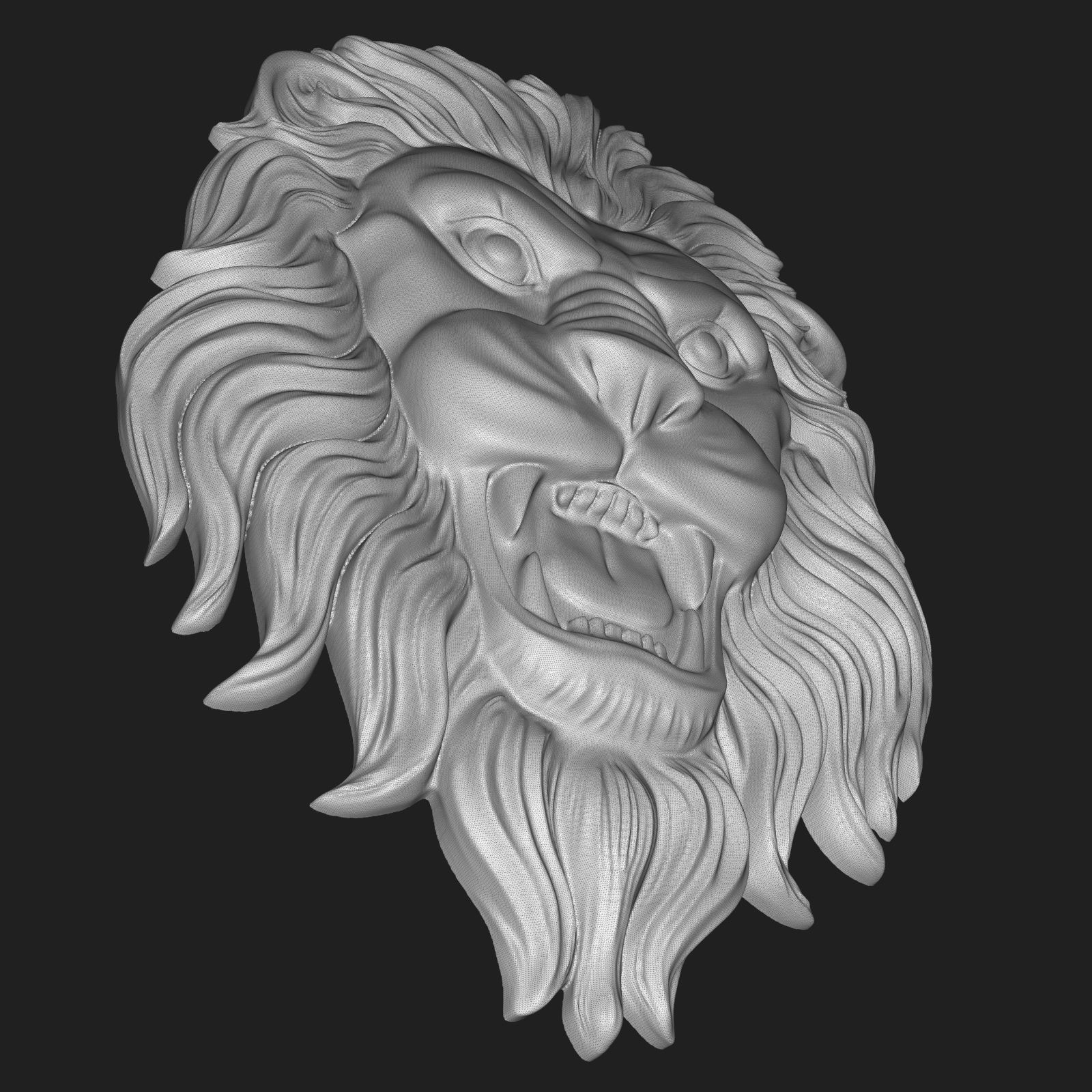 Lion face bas relief 3D print model_10