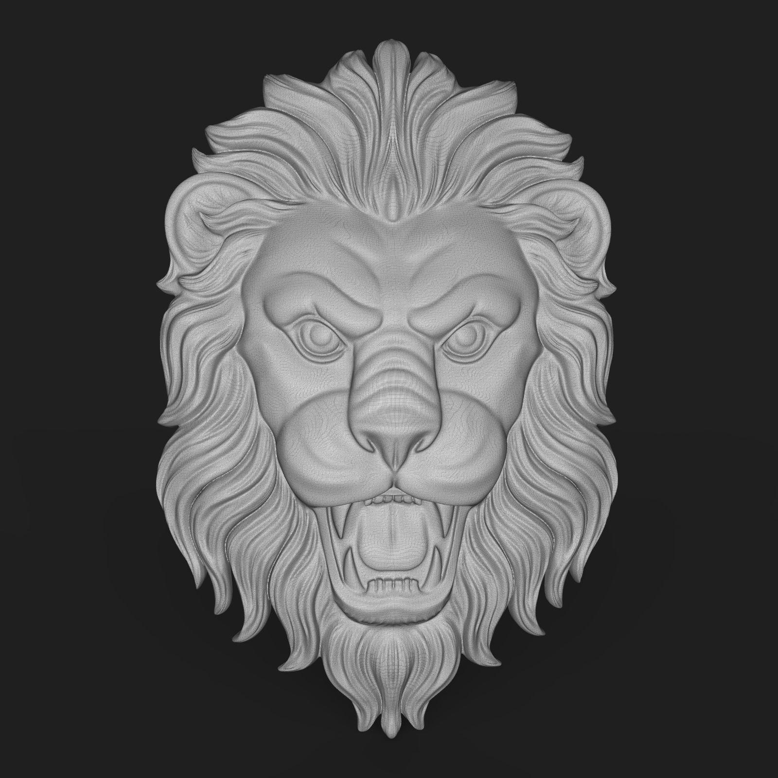Lion face bas relief 3D print model_8