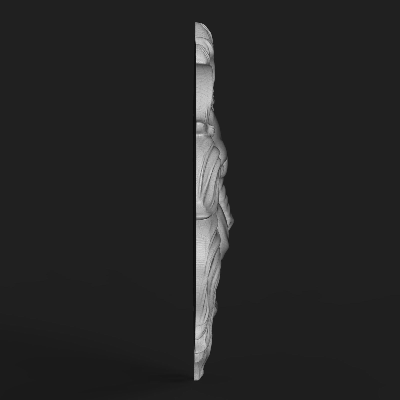 Lion face bas relief 3D print model_14