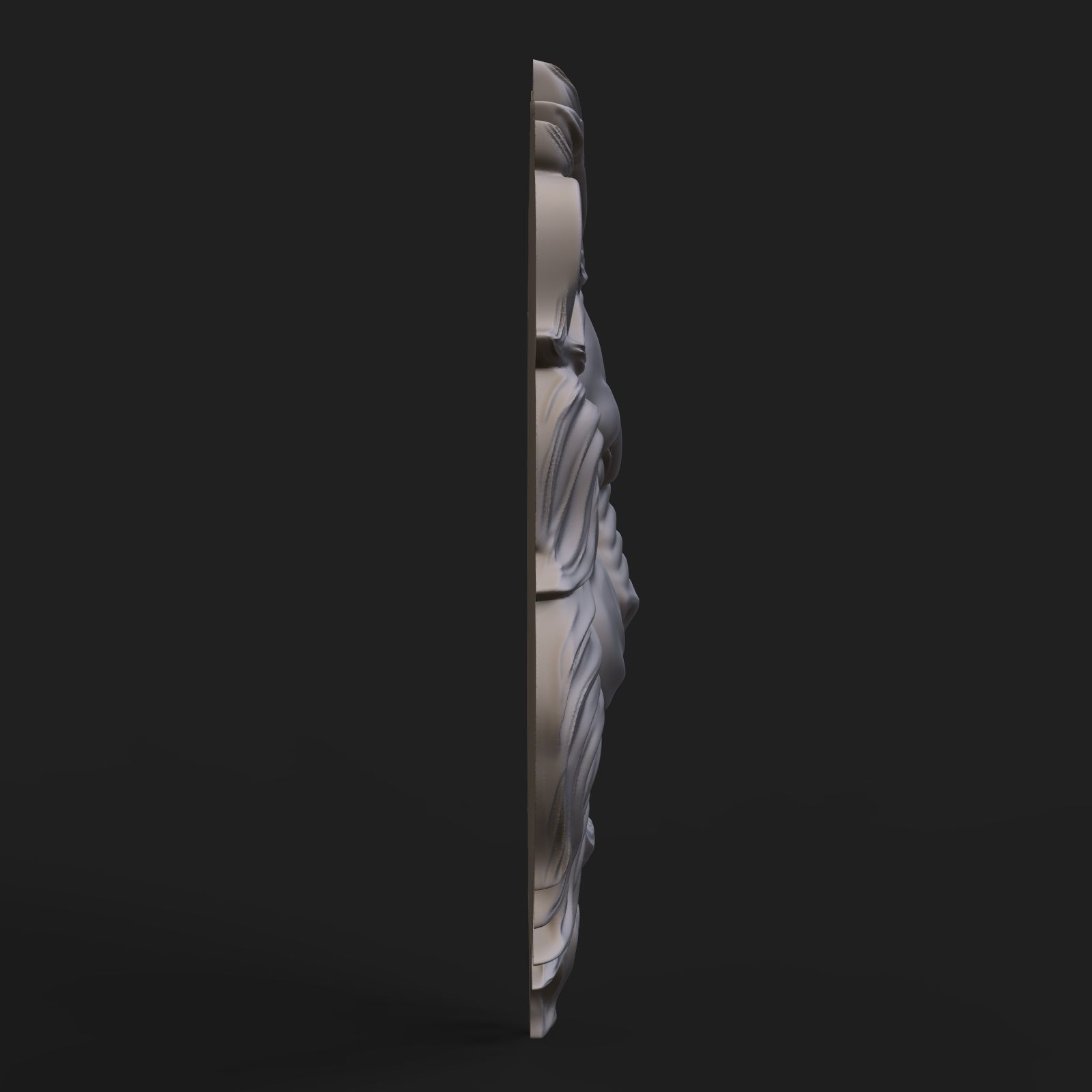 Lion face bas relief 3D print model_6