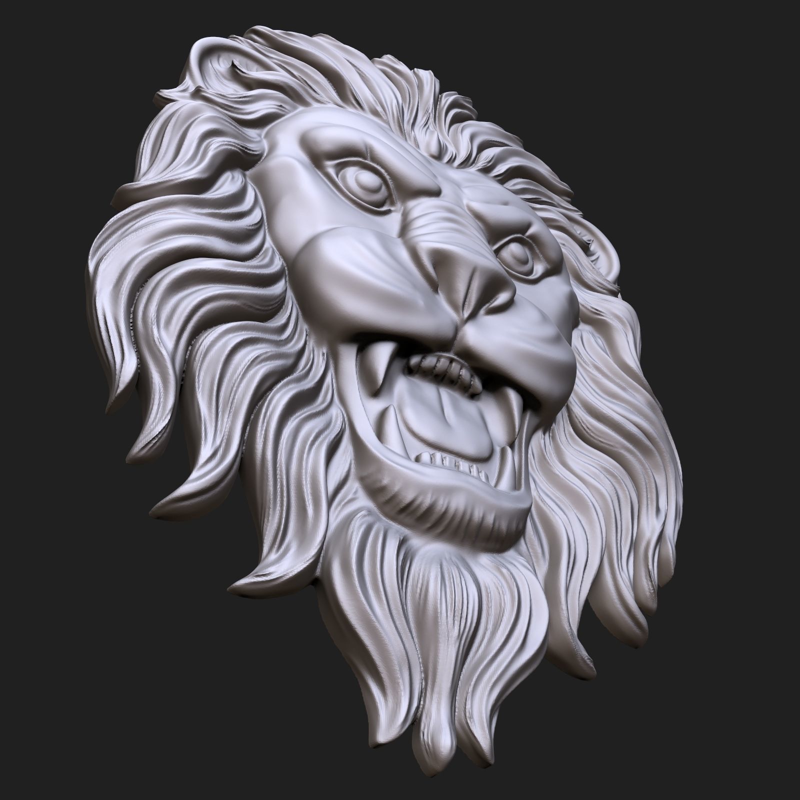 Lion face bas relief 3D print model_2
