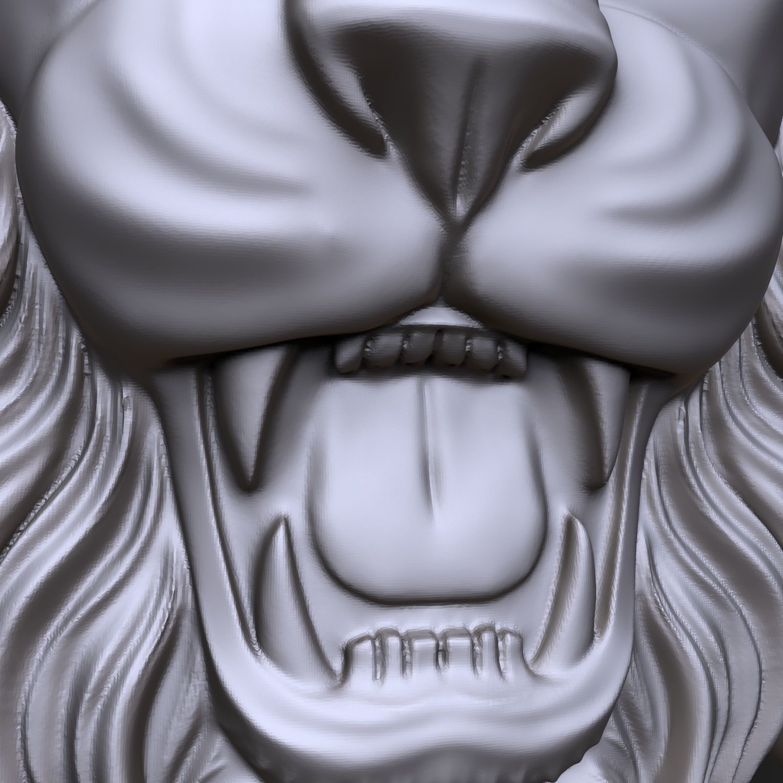 Lion face bas relief 3D print model_5