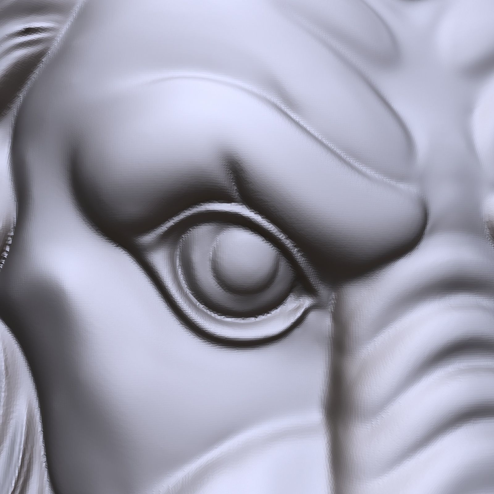 Lion face bas relief 3D print model_4