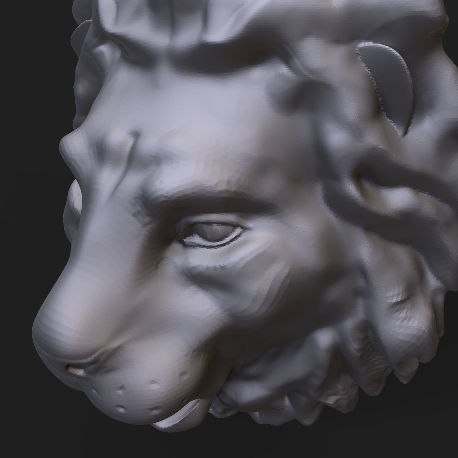Lion head sculpture 3D print model_4