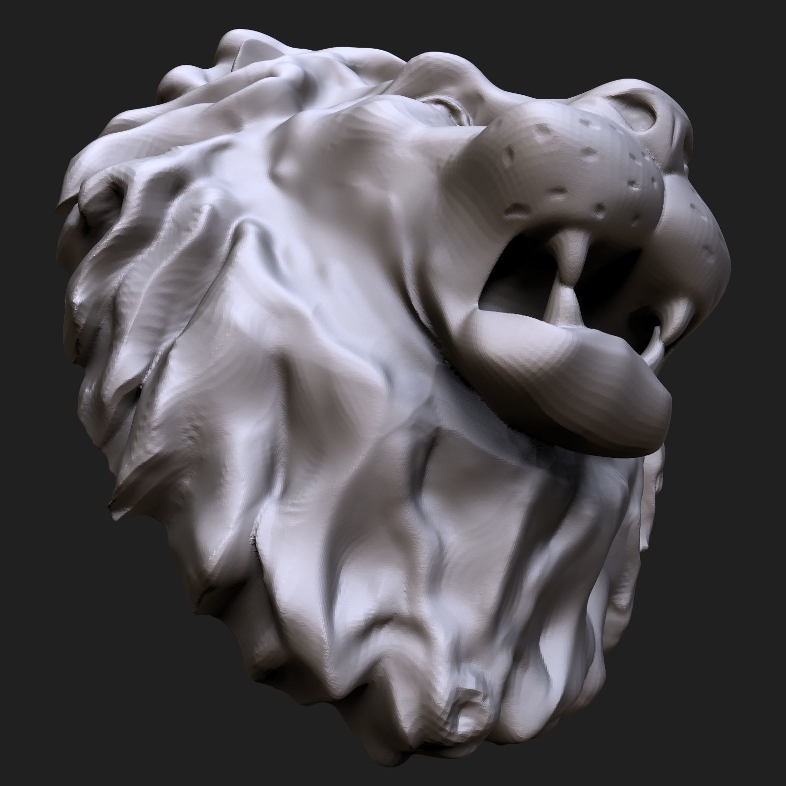Lion head sculpture 3D print model_3