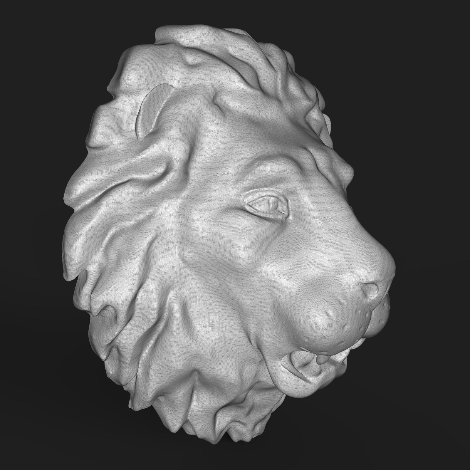 Lion head sculpture 3D print model_7