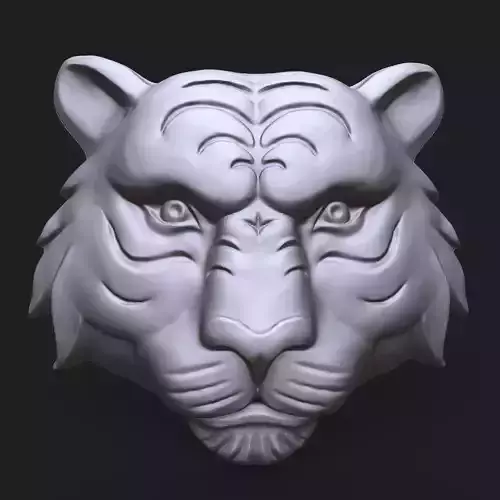 Tiger face bas relief