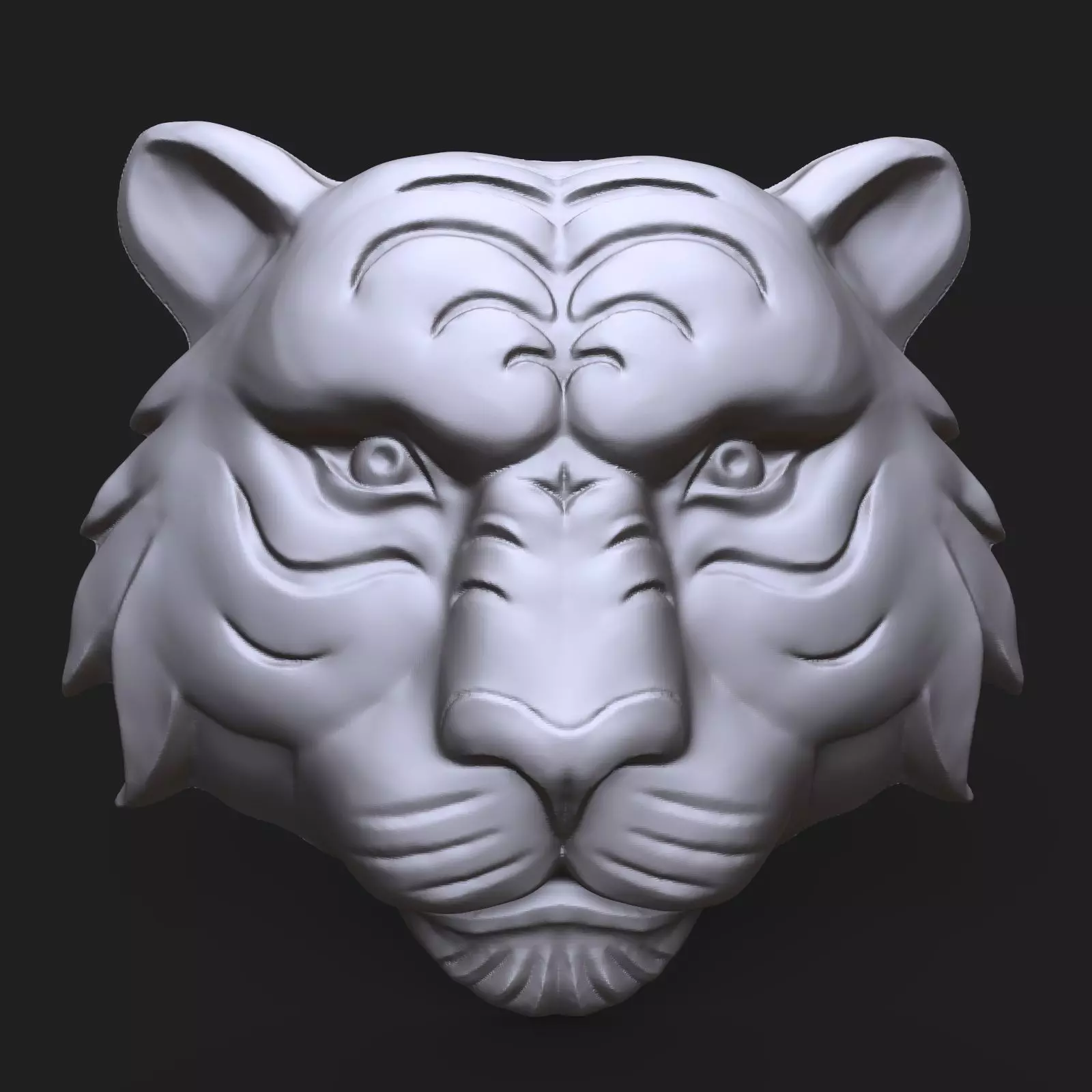 Tiger face bas relief 3D print model