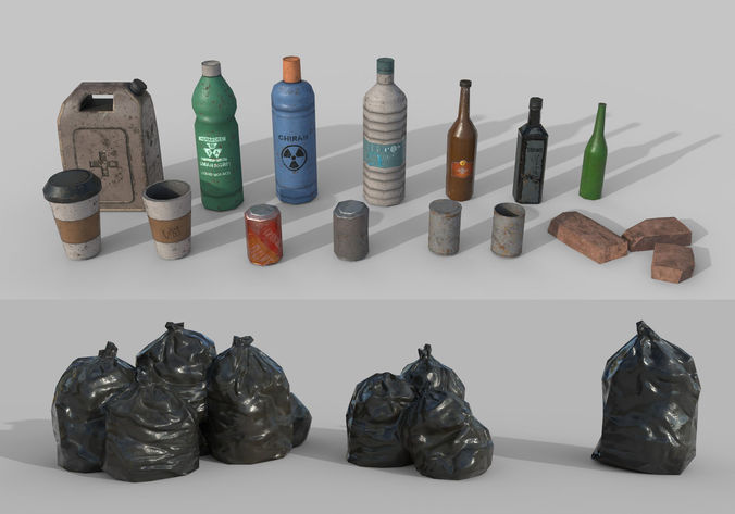 Urban Garbage Small Pack Low-poly 3D model