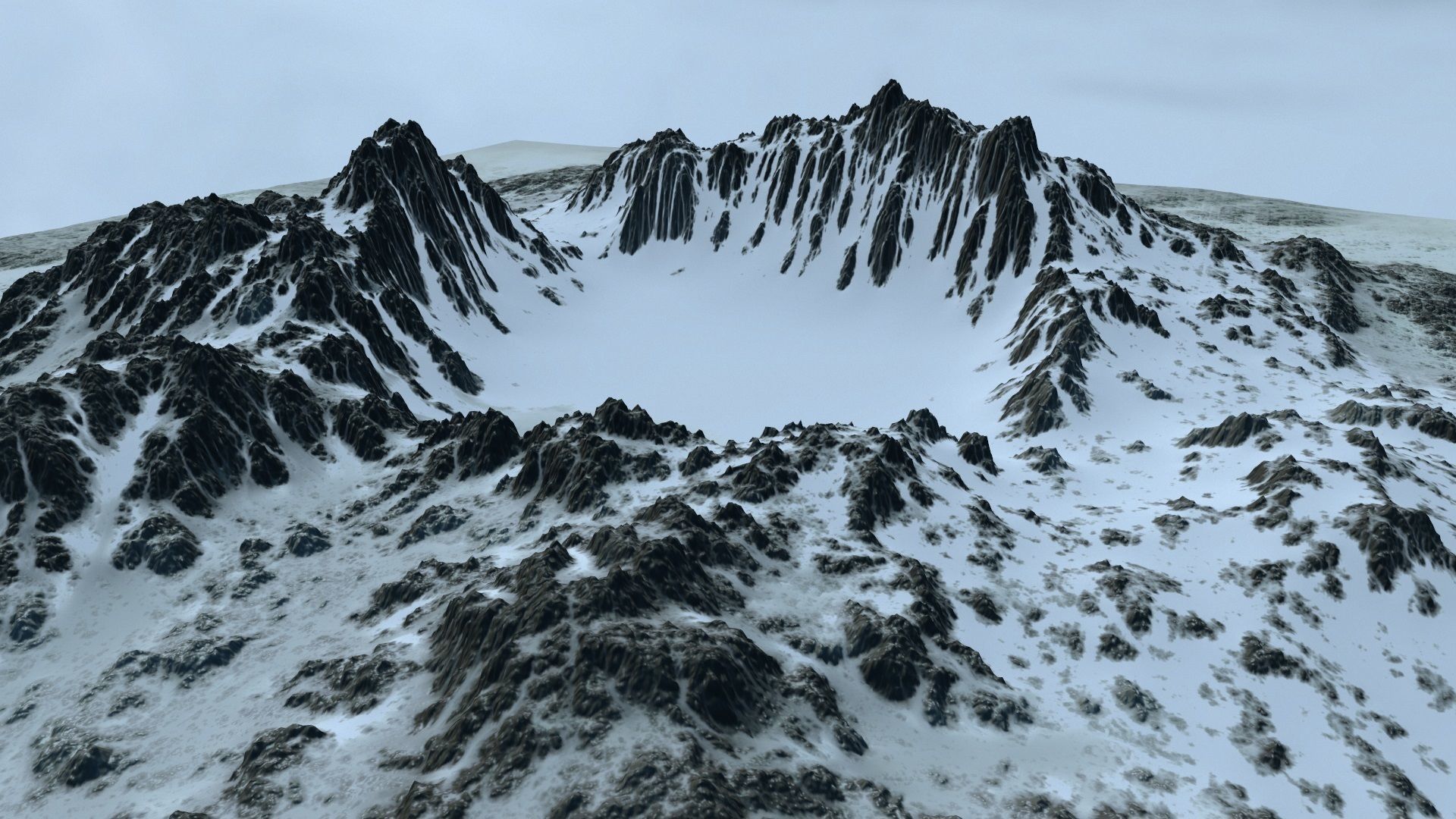 snow volcano Low-poly 3D model_16