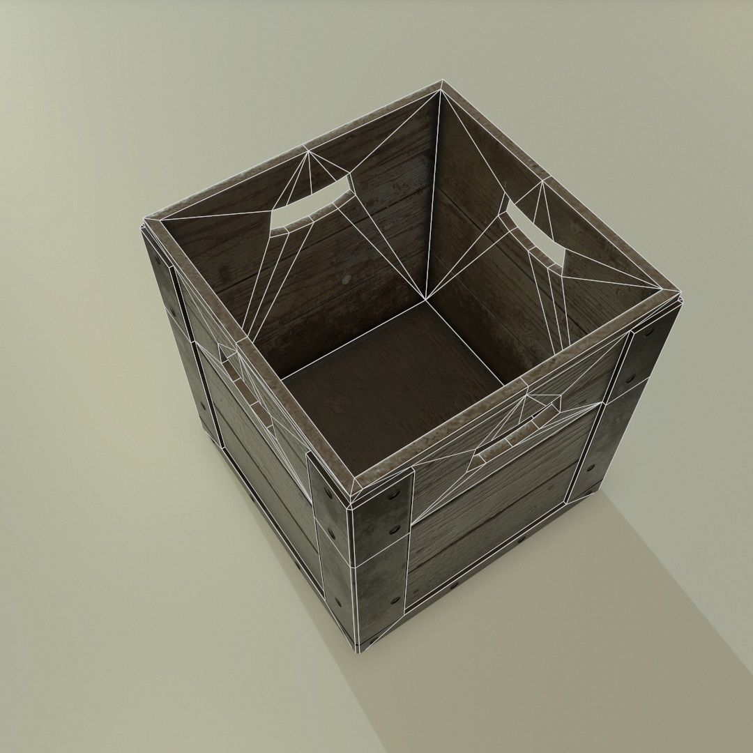 PBR Wooden Container Low-poly 3D model_5