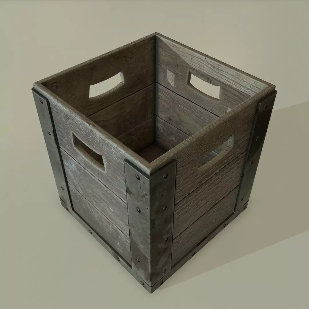 PBR Wooden Container Low-poly 3D model_0