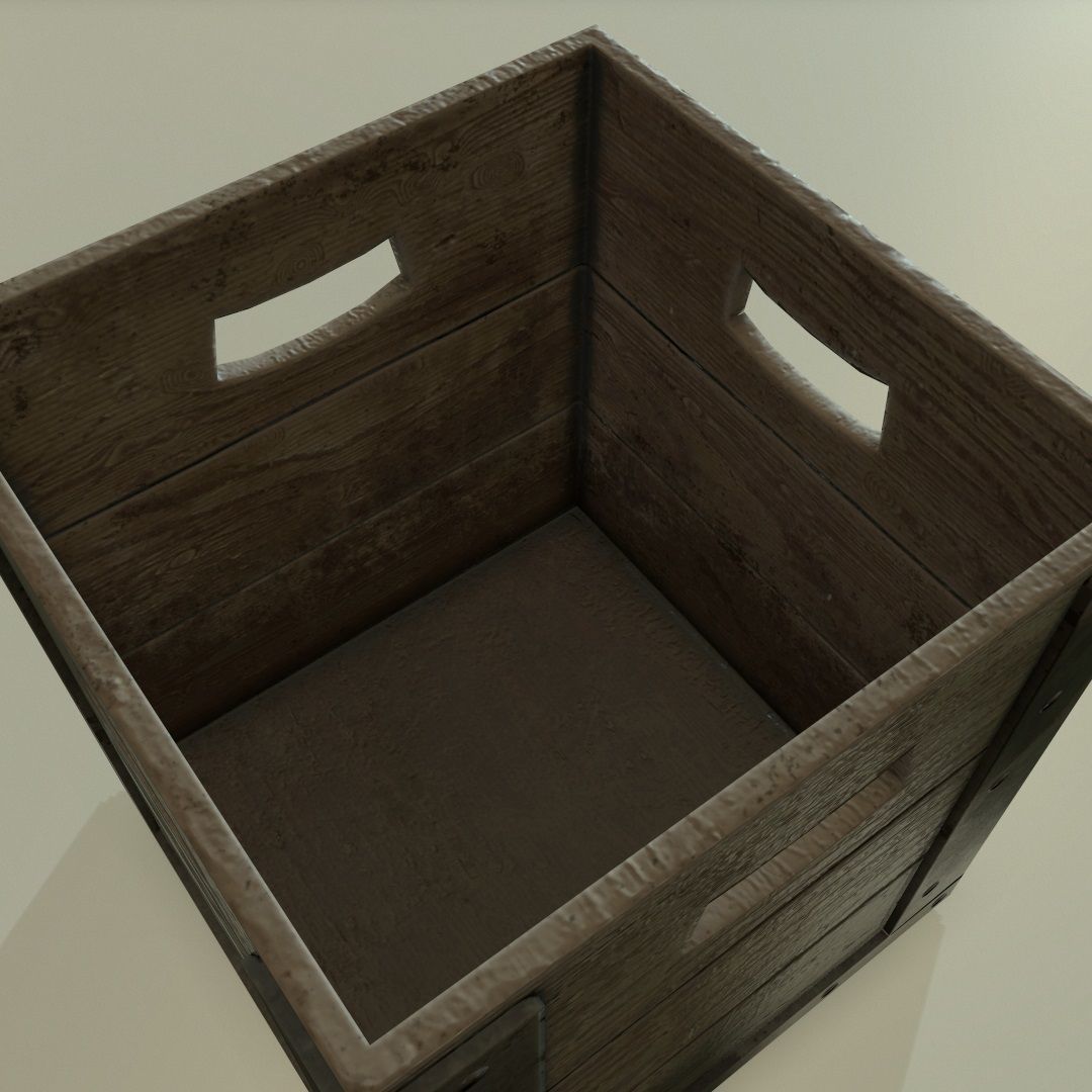 PBR Wooden Container Low-poly 3D model_4