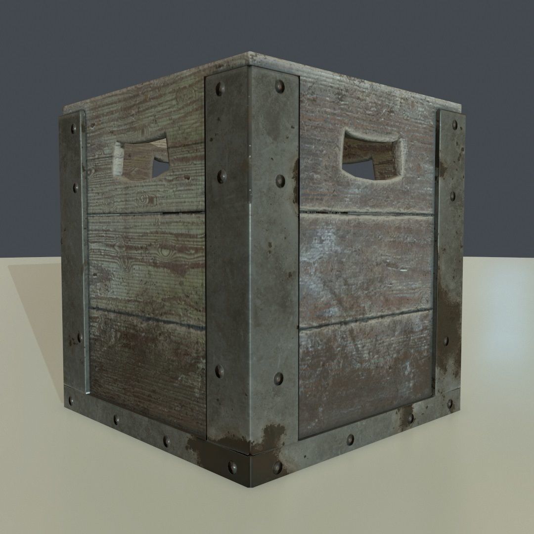 PBR Wooden Container Low-poly 3D model_2