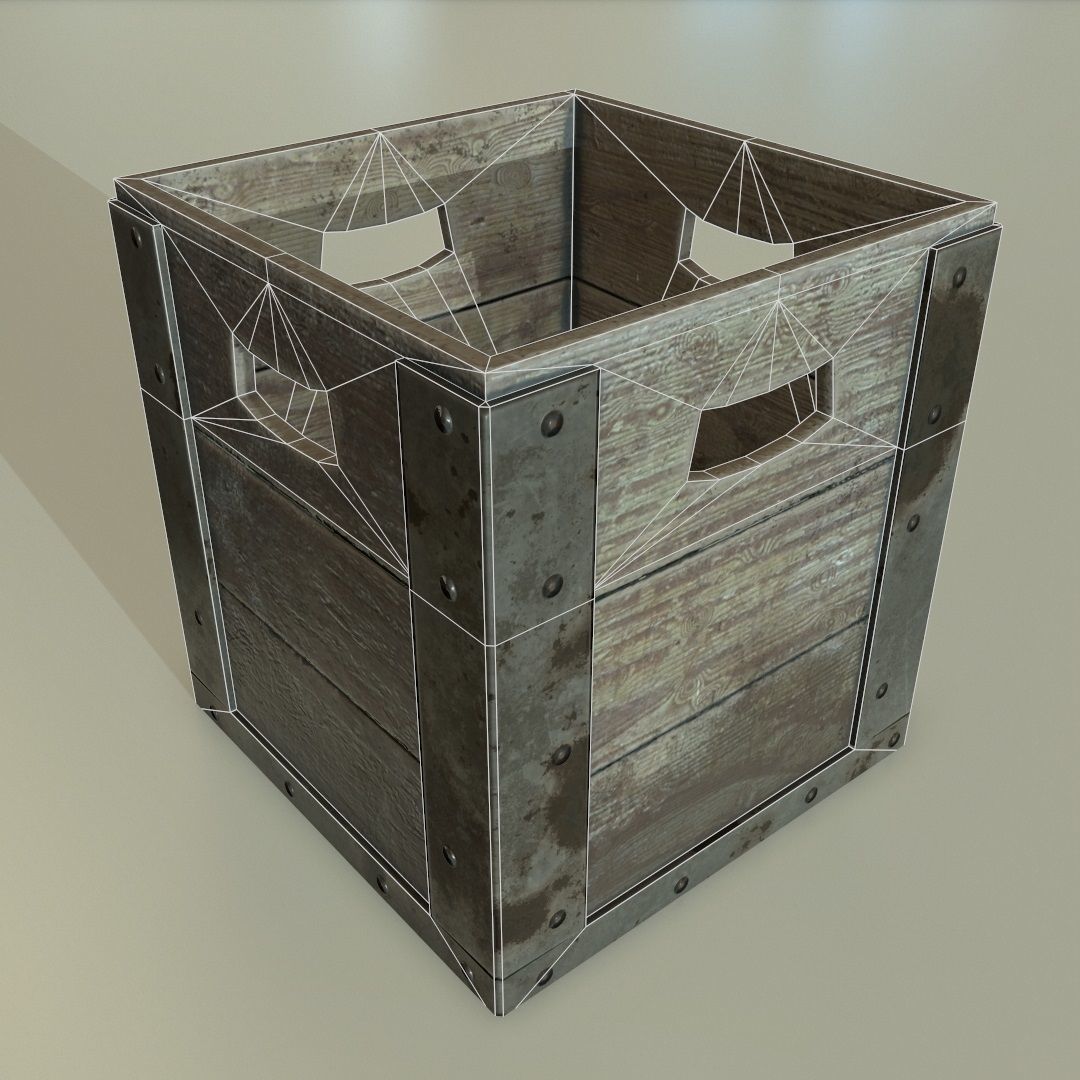 PBR Wooden Container Low-poly 3D model_3