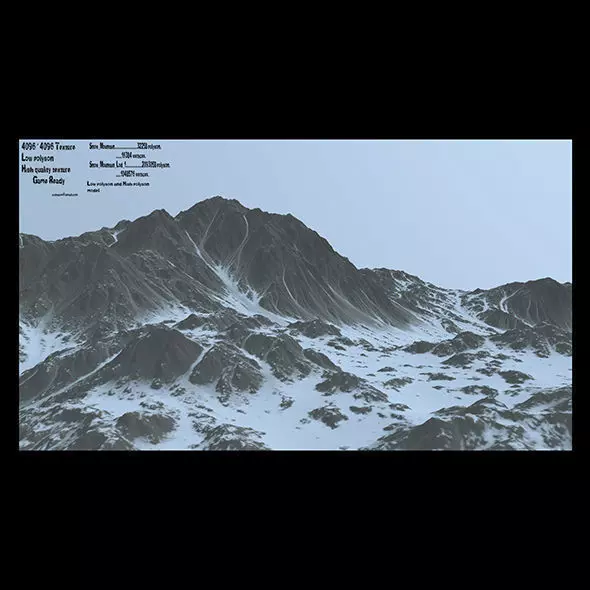 snow mountain Low-poly 3D model_0