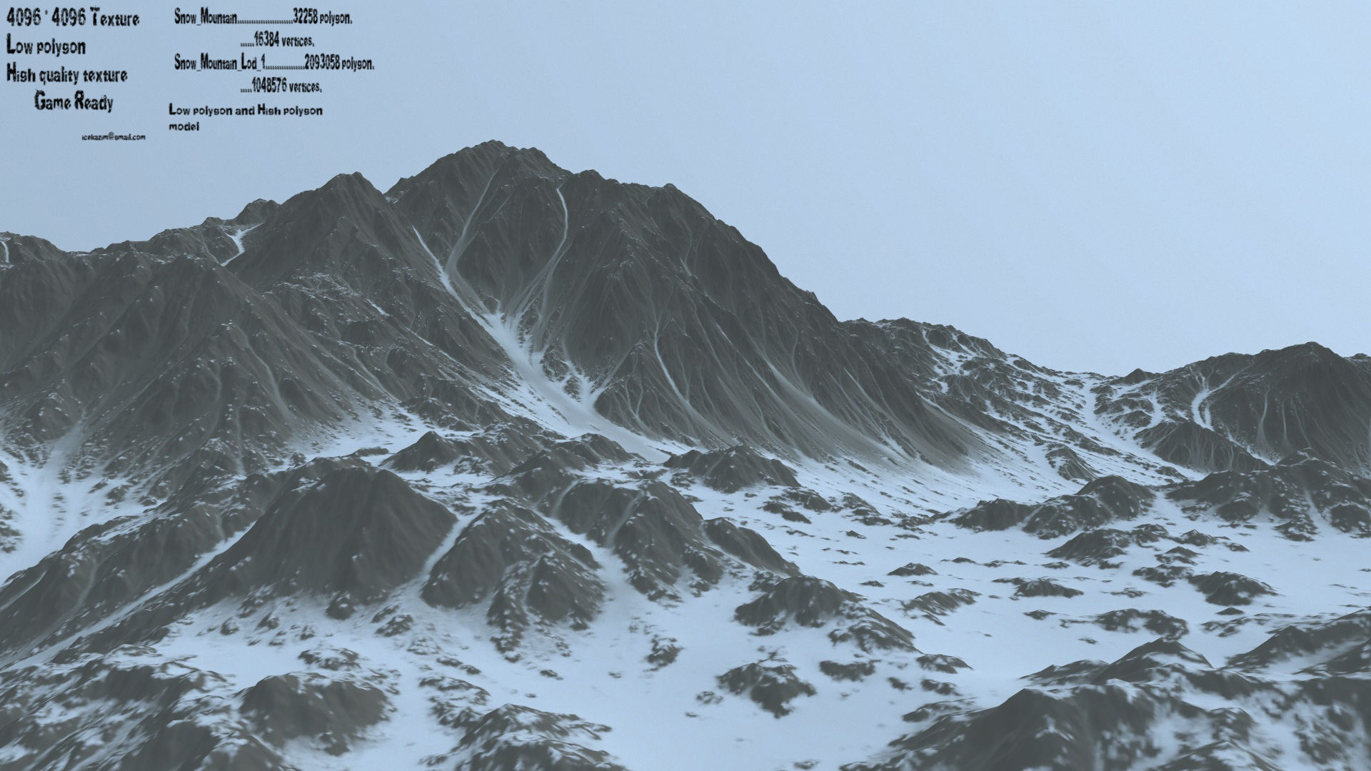 snow mountain Low-poly 3D model_1