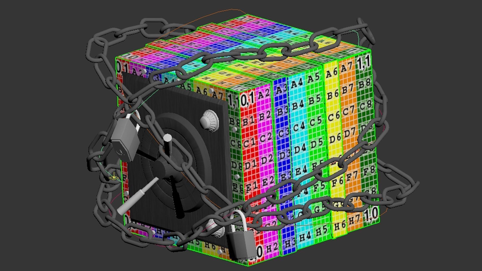 Safe and chain Low-poly 3D model