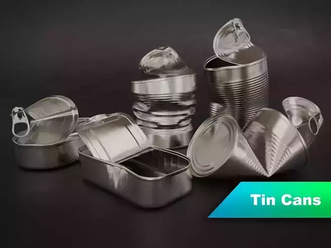 Opened Tin Can Set  3D model