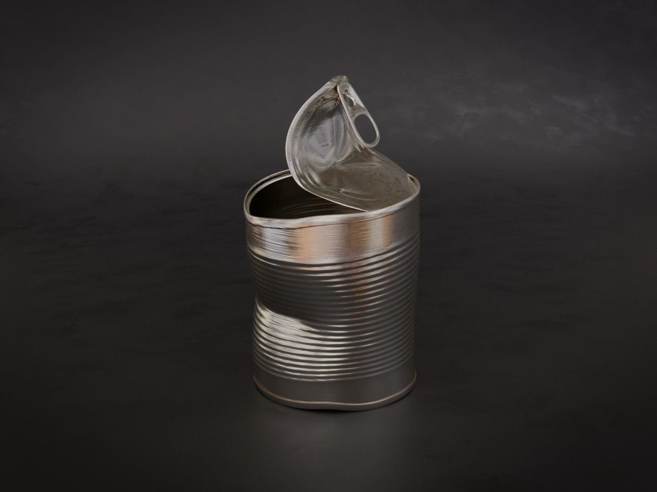 Opened Tin Can Set  3D model_1