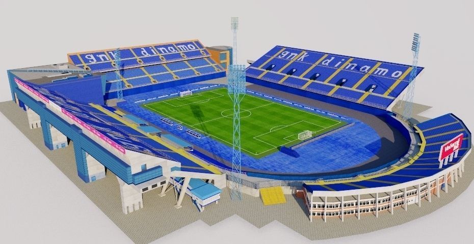 Stadion Maksimir - Zagreb Croatia Low-poly 3D model_3