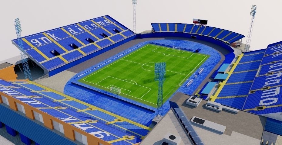 Stadion Maksimir - Zagreb Croatia Low-poly 3D model_2