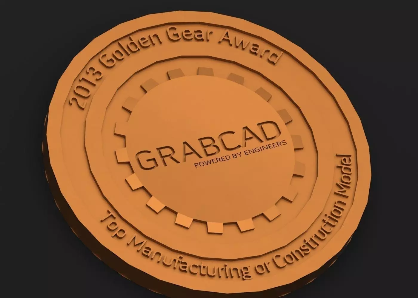 Golden Gear Challenge Coin Free 3D print model_0