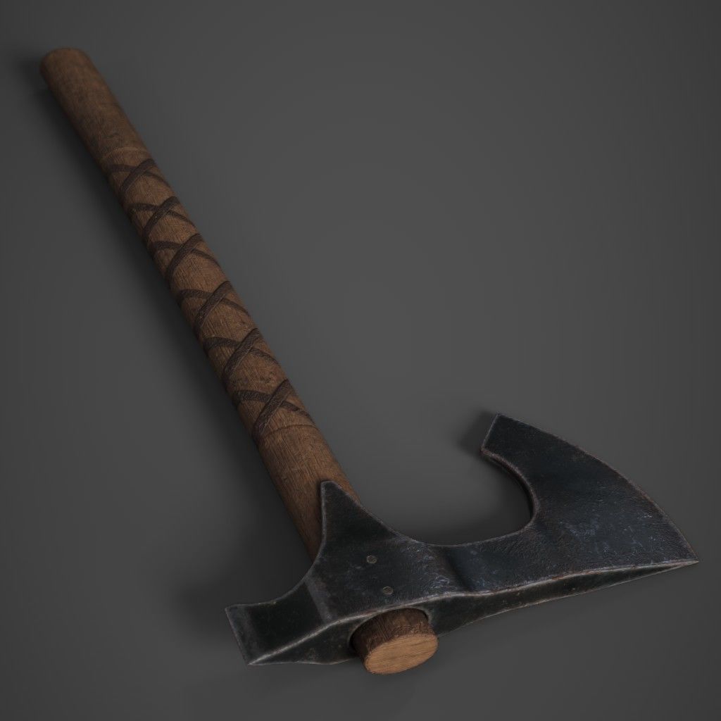 Medieval Axe Low-poly 3D model_5