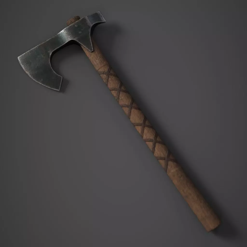 Medieval Axe Low-poly 3D model_0