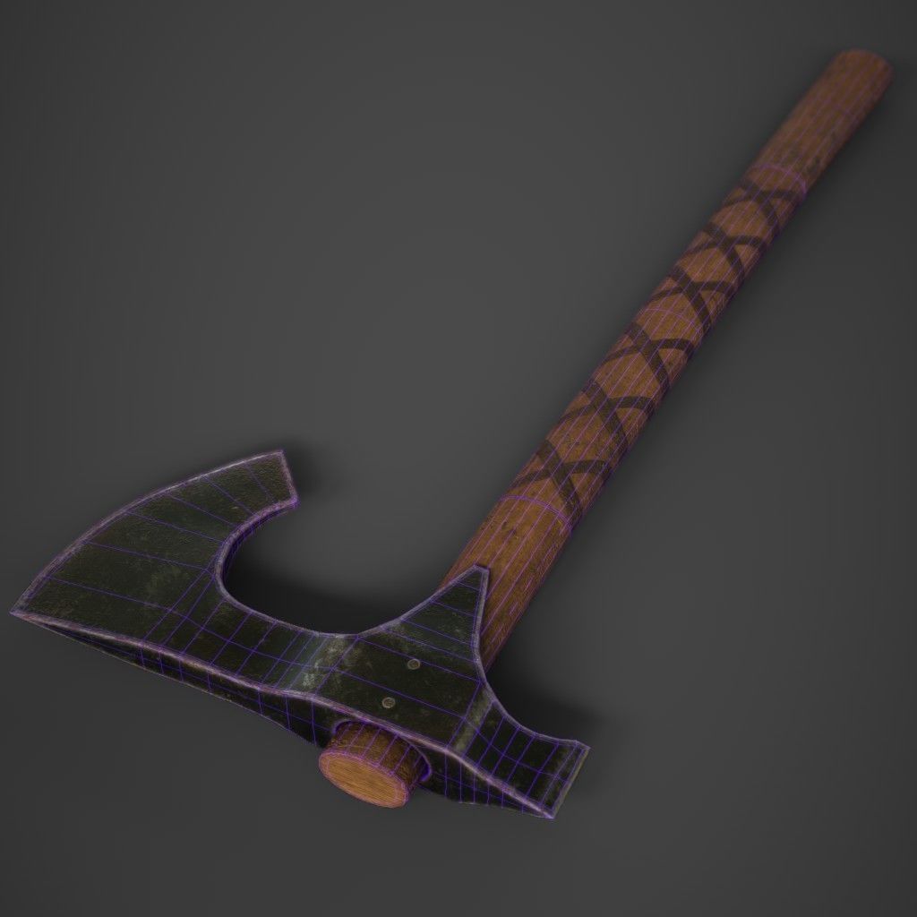 Medieval Axe Low-poly 3D model_6