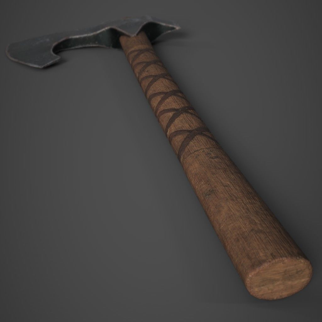 Medieval Axe Low-poly 3D model_2
