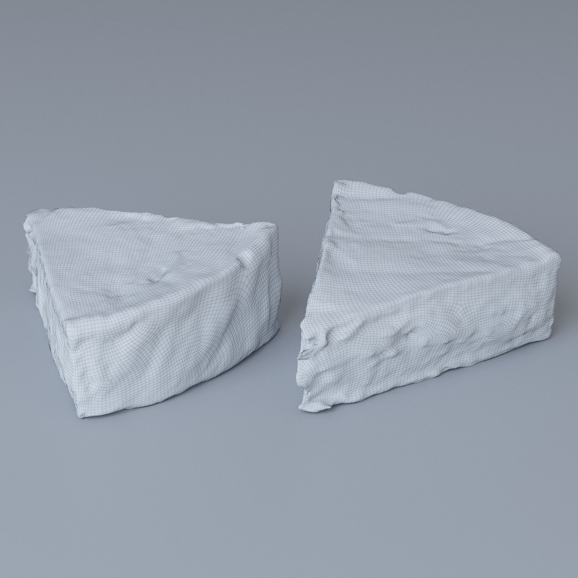 Piece of Brie Cheese 3D model_1