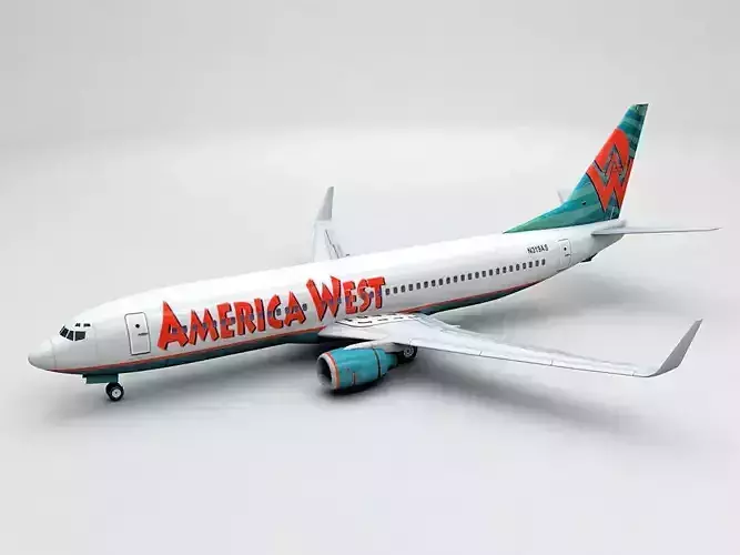 Boeing 737-800 NG Airliner - America West Airlines Low-poly 3D model