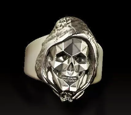 Grim Reaper skull ring 3D print model_0