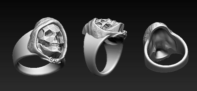 Grim Reaper skull ring 3D print model_3