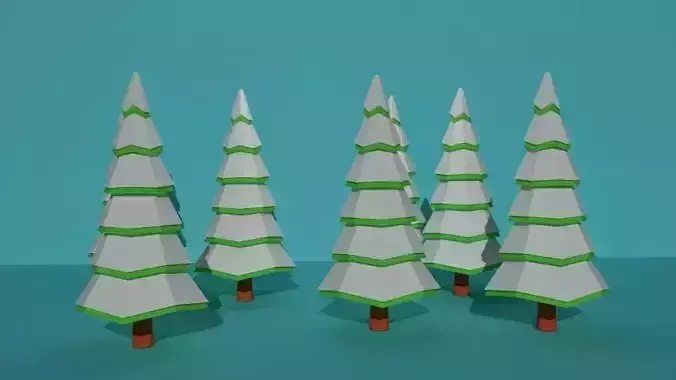 trees with snow Low-poly 3D model