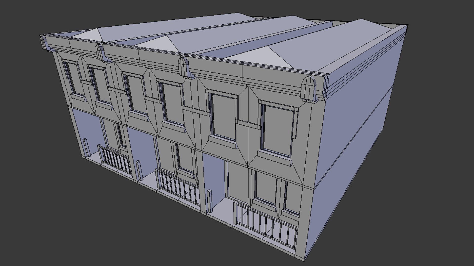 Apartment - Game Ready brick building with roof Low-poly 3D model_11
