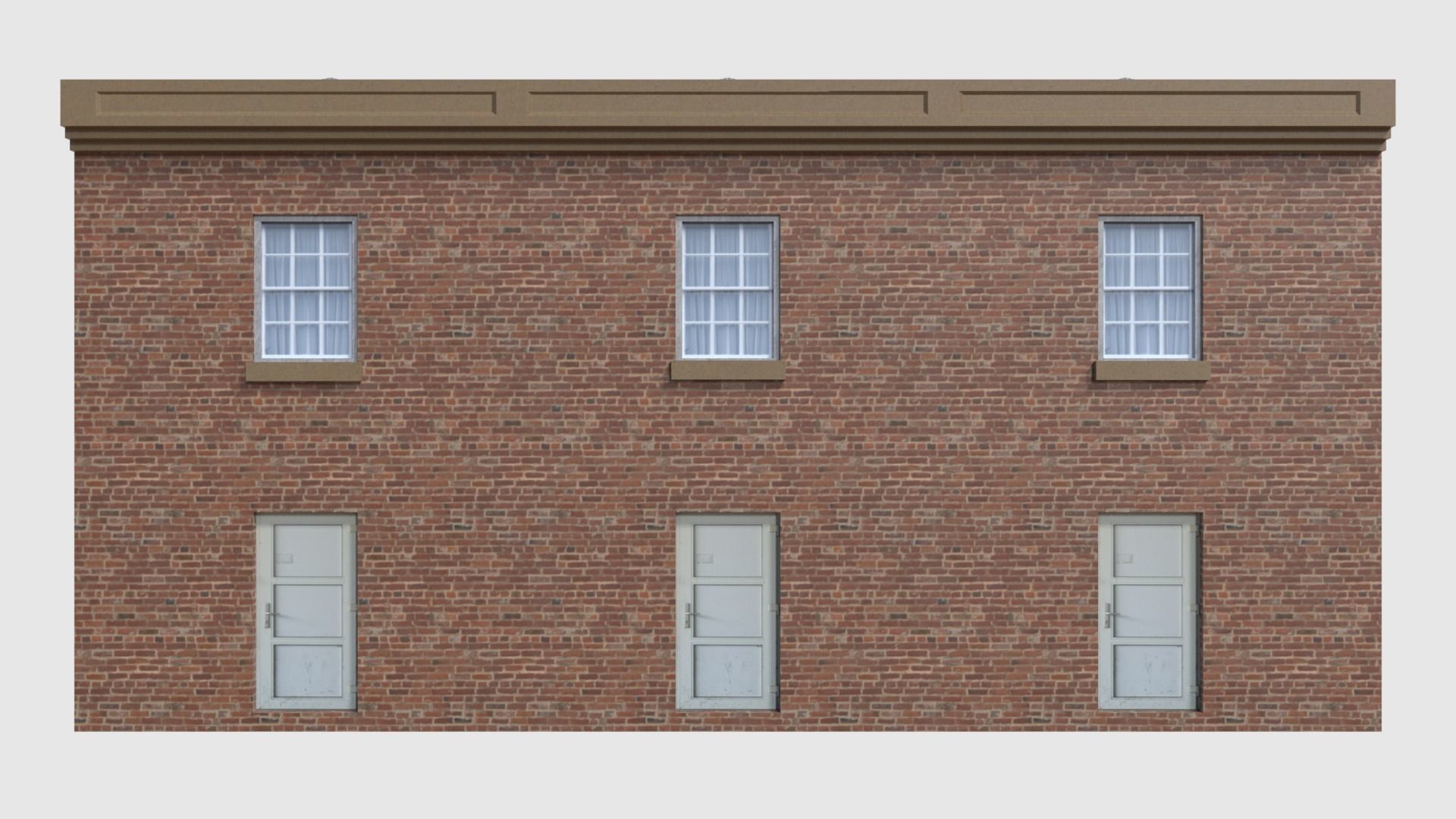 Apartment - Game Ready brick building with roof Low-poly 3D model_5